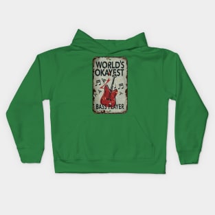 "Retro Groove: Okayest Bass Player" - Funny Musician Bass Music Kids Hoodie